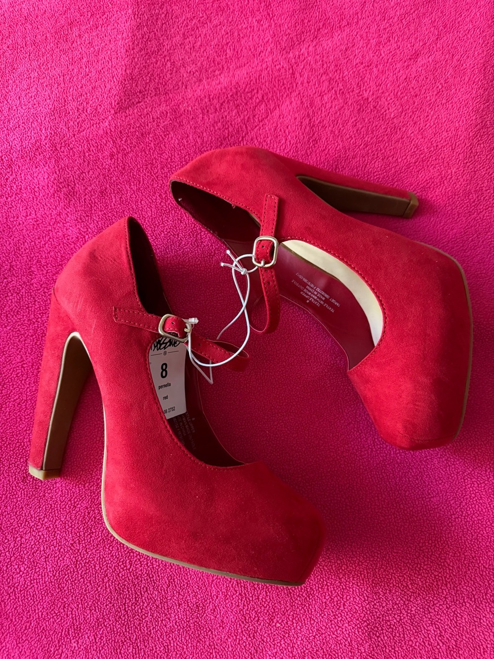 Mossimo Women’s Red Suede-like Mary Jane Platform Heels